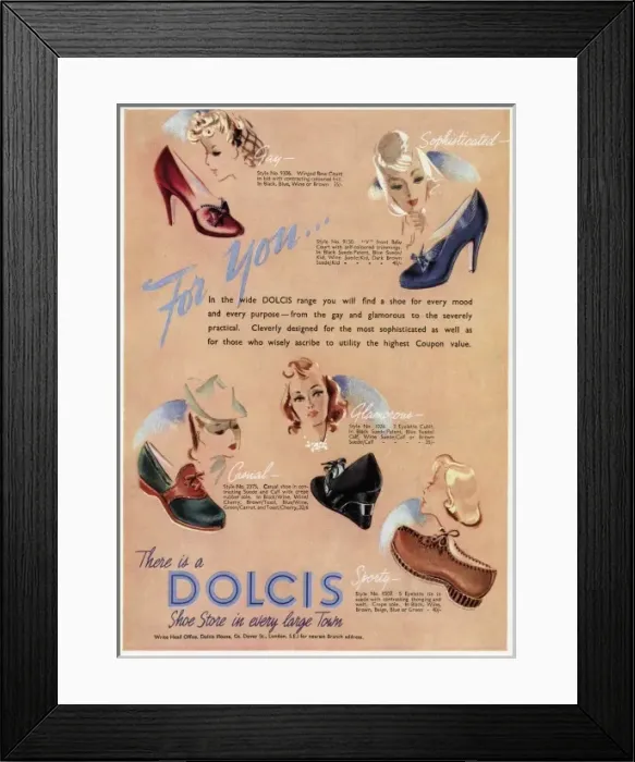 Framed Print : Advert for Dolcis shoes 1941 Framed Print : Advert for Dolcis shoes 1941