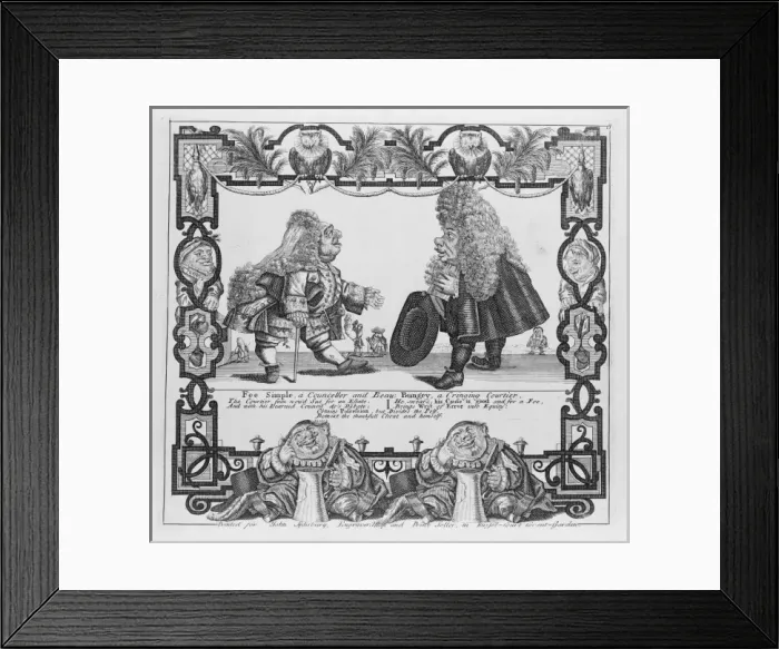Framed Print : Fee Simple, a councellor and Beau Bungey, a cringing courtie Framed Print : Fee Simple, a councellor and Beau Bungey, a cringing courtie