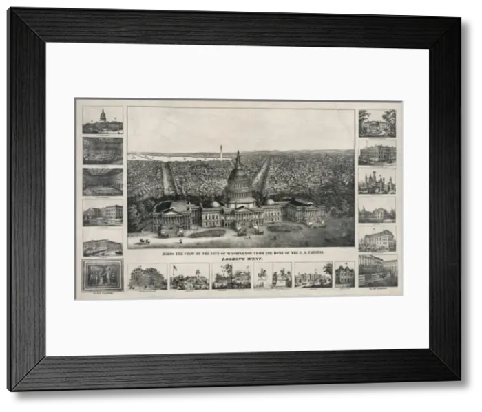 Framed Print : Birds eye view of the city of Washington from the dome of th Framed Print : Birds eye view of the city of Washington from the dome of th