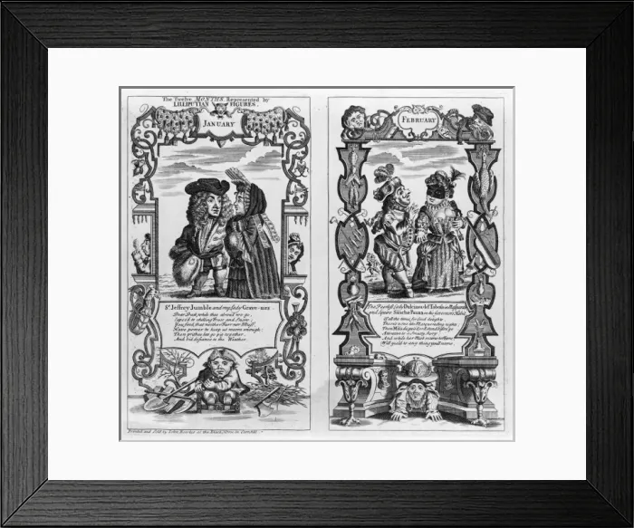 Framed Print : The twelve months represented by Lilliputian figures Framed Print : The twelve months represented by Lilliputian figures