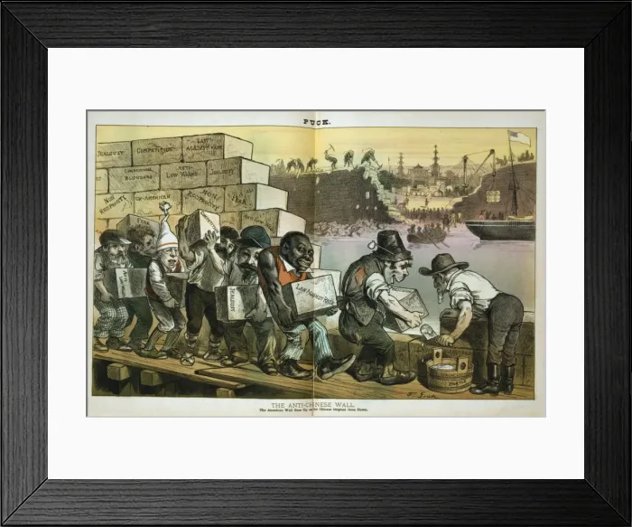Framed Print : The anti-Chinese wall - The American wall goes up as the Chi Framed Print : The anti-Chinese wall - The American wall goes up as the Chi