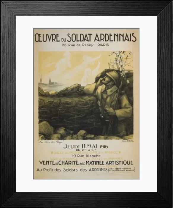 Framed Print : Oeuvre du soldat ardennais... vente de charite avec matin Framed Print : Oeuvre du soldat ardennais... vente de charite avec matin