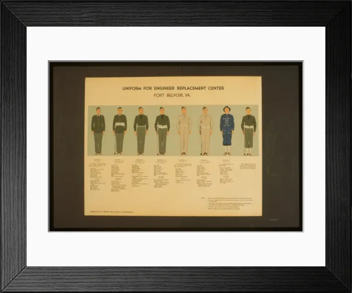 Framed Print : Uniform for engineer replacement center, Fort Belvoir, Va Framed Print : Uniform for engineer replacement center, Fort Belvoir, Va