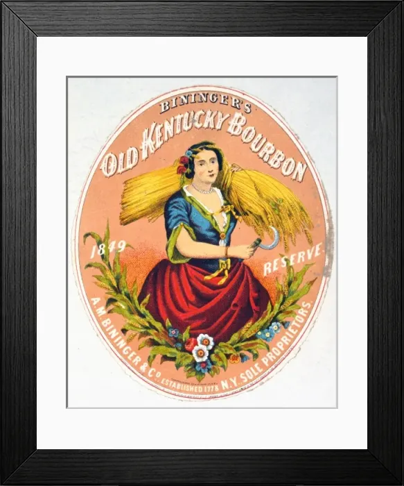 Framed Print : Biningers Old Kentucky Bourbon, AM Bininger & Co. NY sole Framed Print : Biningers Old Kentucky Bourbon, AM Bininger & Co. NY sole