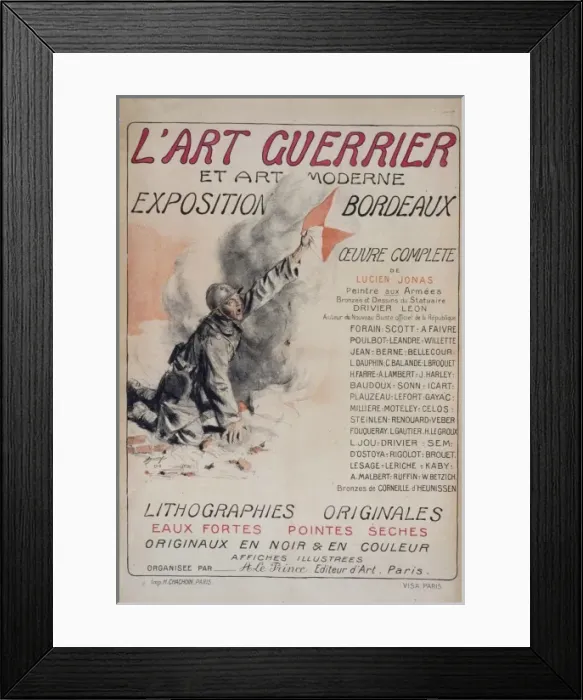 Framed Print : L art guerrier et art moderne. Exposition Bordeaux, lithogra Framed Print : L art guerrier et art moderne. Exposition Bordeaux, lithogra