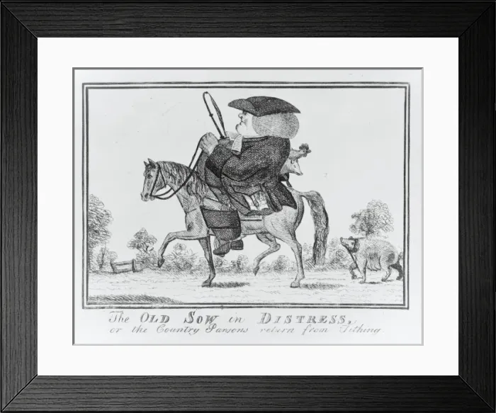 Framed Print : The old sow in Distress, or the country parsons return from Framed Print : The old sow in Distress, or the country parsons return from