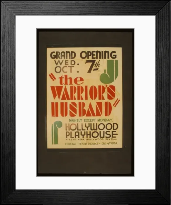 Framed Print : The warriors husband Nightly except Monday : Hollywood Play Framed Print : The warriors husband Nightly except Monday : Hollywood Play