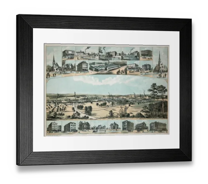 Framed Print : Willimantic, Conn. 1882 From Blake Mountain / Framed Print : Willimantic, Conn. 1882 From Blake Mountain /