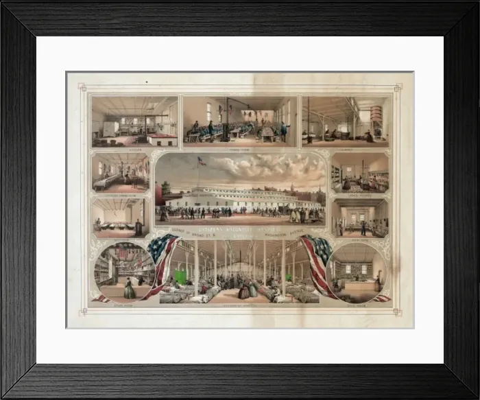 Framed Print : Citizens Volunteer Hospital, corner of Broad St. & Washingto Framed Print : Citizens Volunteer Hospital, corner of Broad St. & Washingto
