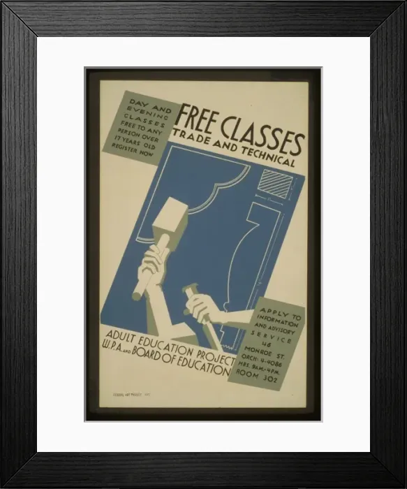 Framed Print : Free classes - trade and technical Day and evening classes f Framed Print : Free classes - trade and technical Day and evening classes f