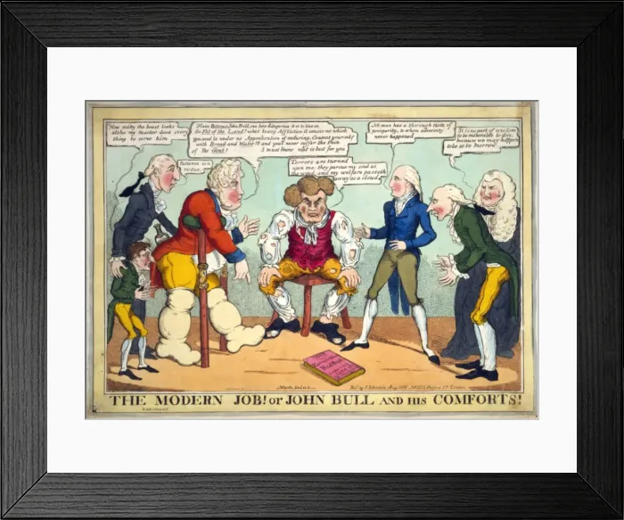 Framed Print : The modern Job! or John Bull and his comforts Framed Print : The modern Job! or John Bull and his comforts
