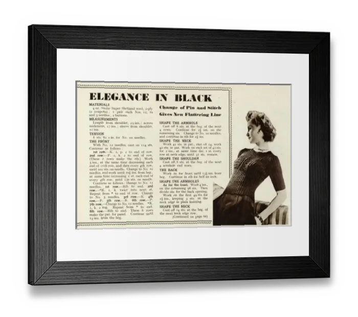 Framed Print : Knitting pattern 1941 Framed Print : Knitting pattern 1941