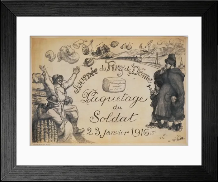 Framed Print : Journee du Puy de Dome. Paquetage du soldat. 23 janvier 1916 Framed Print : Journee du Puy de Dome. Paquetage du soldat. 23 janvier 1916