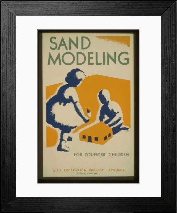Framed Print : Sand modeling for younger children - WPA recreation project Framed Print : Sand modeling for younger children - WPA recreation project