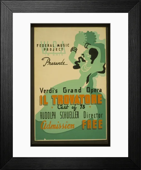 Framed Print : WPA in Ohio Federal Music Project presents Verdis grand ope Framed Print : WPA in Ohio Federal Music Project presents Verdis grand ope