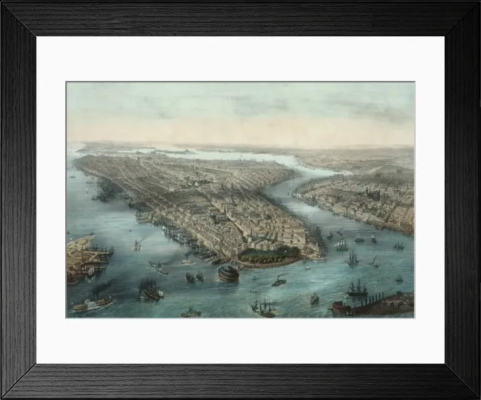 Framed Print : New York et Brooklyn--Vue prise au dessus de la batterie Framed Print : New York et Brooklyn--Vue prise au dessus de la batterie