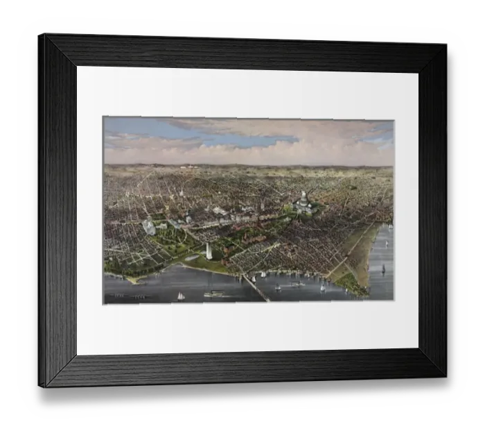 Framed Print : The City of Washington birds-eye view from the Potomac-looki Framed Print : The City of Washington birds-eye view from the Potomac-looki