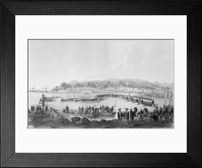 Framed Print : First landing of Americans in Japan, under Commodore M. C. Pe Framed Print : First landing of Americans in Japan, under Commodore M. C. Pe