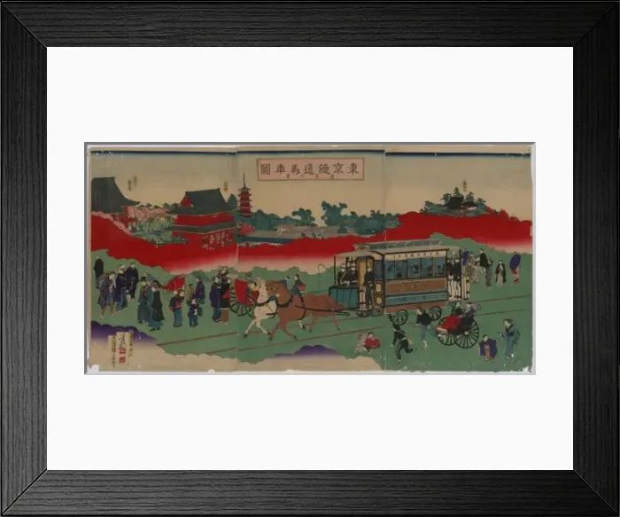 Framed Print : Horse drawn carriage on railroad tracks Framed Print : Horse drawn carriage on railroad tracks