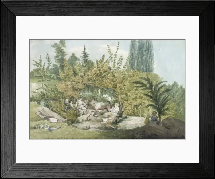 Framed Print : A sketching party taking their repast, drawn on the spot byJ Framed Print : A sketching party taking their repast, drawn on the spot byJ