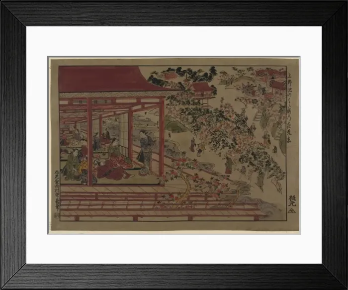 Framed Print : Viewing cherry blossoms from the bank of a pond at Ueno Framed Print : Viewing cherry blossoms from the bank of a pond at Ueno