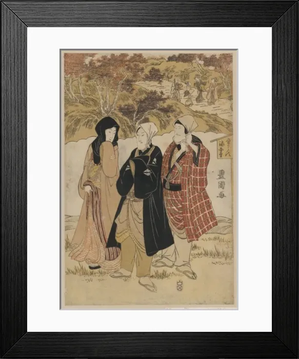 Framed Print : Three actors gathering maple leaves at Kaian Temple Framed Print : Three actors gathering maple leaves at Kaian Temple