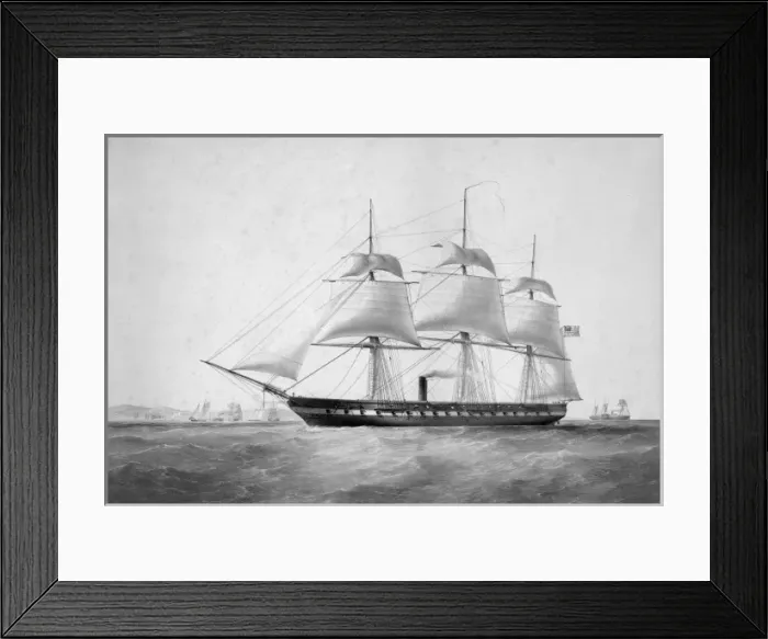 Framed Print : United States Auxiliary Screw steam frigate Merrimac 60 guns Framed Print : United States Auxiliary Screw steam frigate Merrimac 60 guns