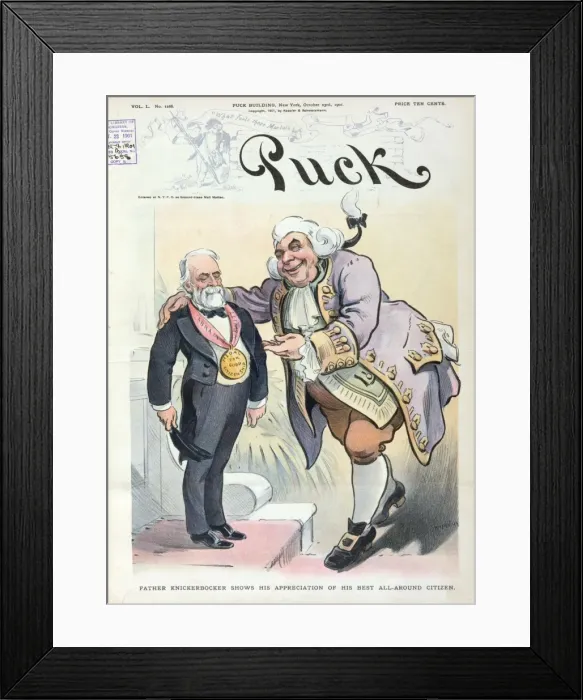 Framed Print : Father Knickerbocker shows his appreciation of his best all- Framed Print : Father Knickerbocker shows his appreciation of his best all-