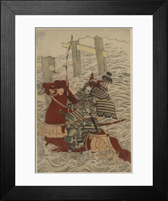 Framed Print : Sasaki no Takatsuna at the Battle of Uji River Framed Print : Sasaki no Takatsuna at the Battle of Uji River