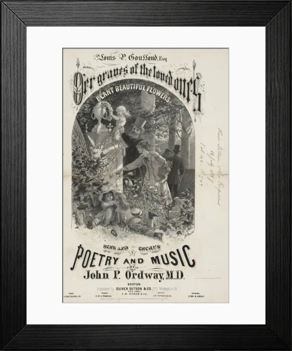 Framed Print : O er graves of the loved ones Poetry and music by John P. Or Framed Print : O er graves of the loved ones Poetry and music by John P. Or