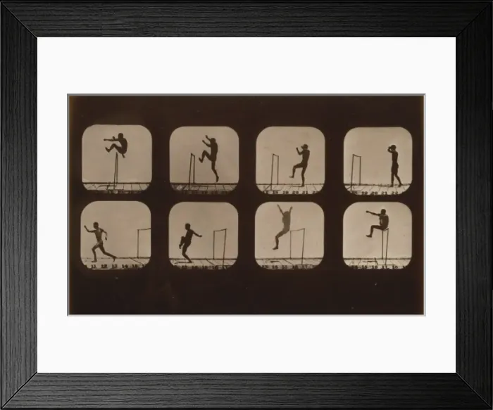 Framed Print : Athletes. Walking high leap