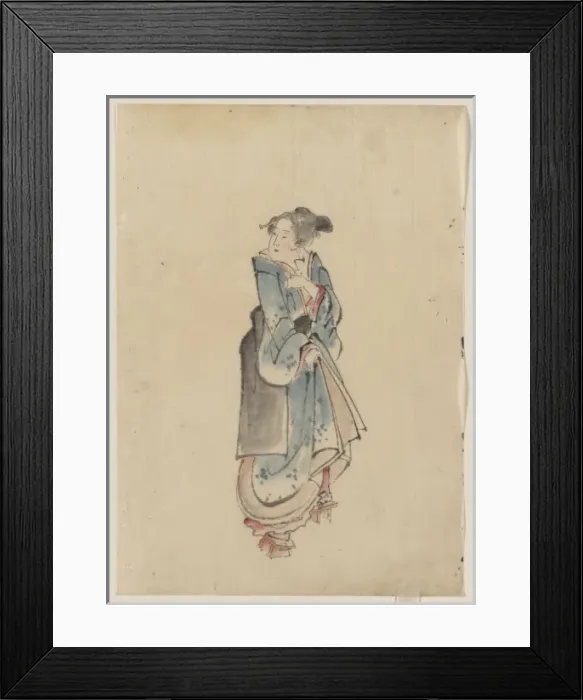Framed Print : A woman walking to the right, full-length portrait, facing l Framed Print : A woman walking to the right, full-length portrait, facing l