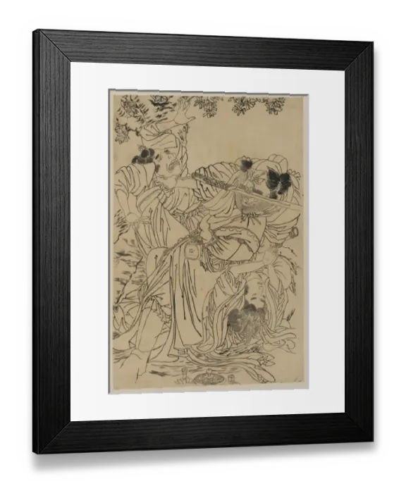 Framed Print : Demon with sword in his mouth upsets tea ceremony Framed Print : Demon with sword in his mouth upsets tea ceremony
