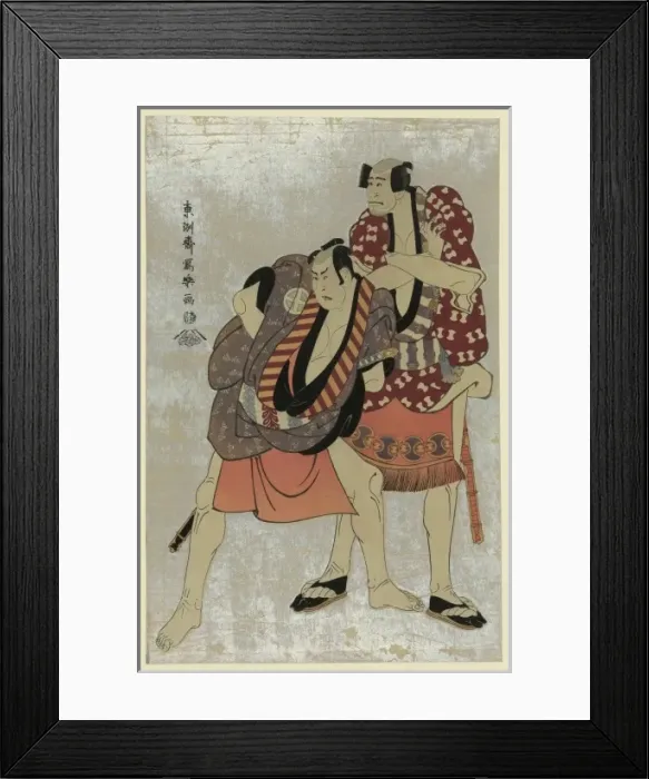 Framed Print : Arashi Ryuzo I in the role of Yakko Ukiyo Matabei and otani Framed Print : Arashi Ryuzo I in the role of Yakko Ukiyo Matabei and otani