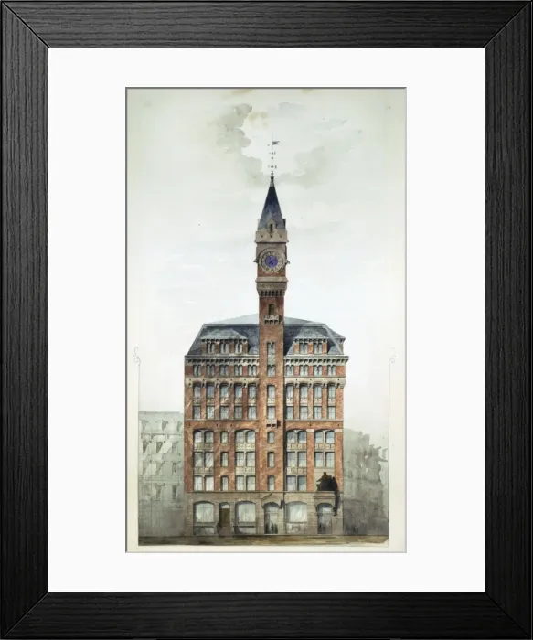 Framed Print : Tribune Building, New York City. Preliminary elevation. Rend Framed Print : Tribune Building, New York City. Preliminary elevation. Rend