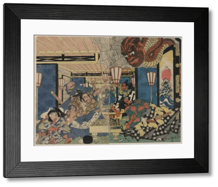 Framed Print : Raiko Shitenno Minamoto Yorimitsu and the earth spider Framed Print : Raiko Shitenno Minamoto Yorimitsu and the earth spider