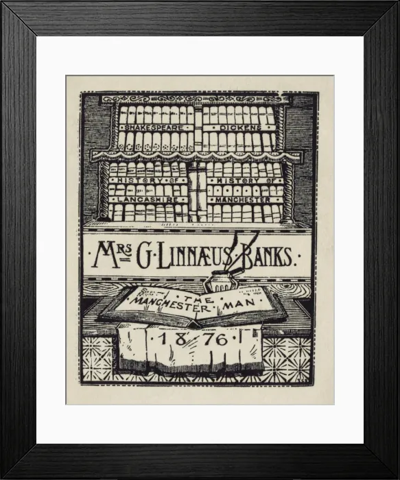 Framed Print : Bookplate of English author, Mrs. G. Linnaeus Banks Framed Print : Bookplate of English author, Mrs. G. Linnaeus Banks