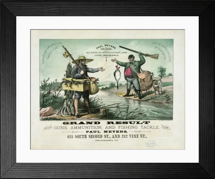 Framed Print : Grand result Buying guns, ammunition, and fishing tackle fro Framed Print : Grand result Buying guns, ammunition, and fishing tackle fro