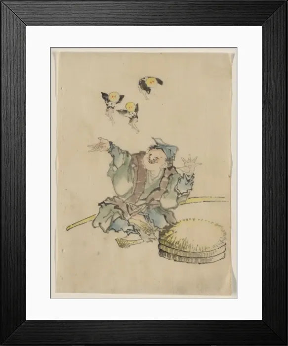 Framed Print : A man, sitting on the ground, is wearing several layers of c Framed Print : A man, sitting on the ground, is wearing several layers of c