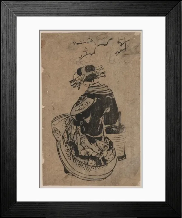 Framed Print : Oiran beneath cherry blossoms Framed Print : Oiran beneath cherry blossoms
