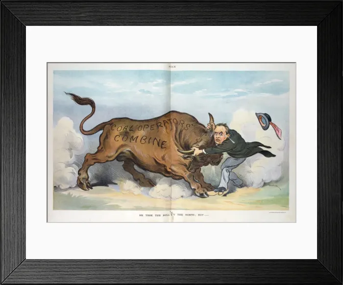 Framed Print : He took the bull by the horns; but - Framed Print : He took the bull by the horns; but -