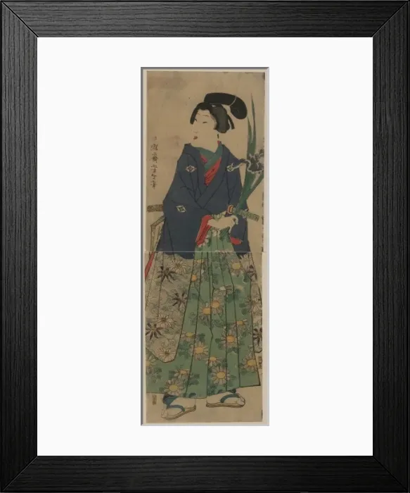 Framed Print : Young dandy carrying irises Framed Print : Young dandy carrying irises