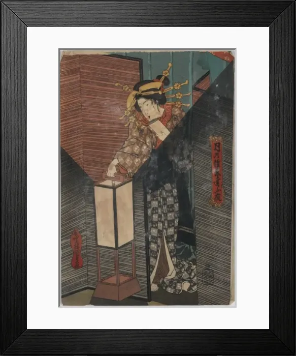 Framed Print : Lantern. Print shows a woman, full-length portrait Framed Print : Lantern. Print shows a woman, full-length portrait