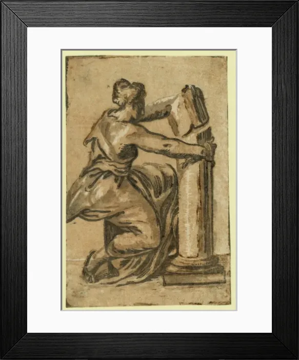 Framed Print : Fortitude. Allegorical print showing a woman as Fortitude Framed Print : Fortitude. Allegorical print showing a woman as Fortitude