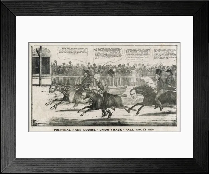 Framed Print : Political race course - Union Track - fall races 1836 Framed Print : Political race course - Union Track - fall races 1836