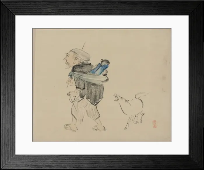 Framed Print : Monkey trainer and a dog Framed Print : Monkey trainer and a dog