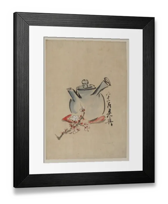 Framed Print : Teapot with cherry or plum blossoms Framed Print : Teapot with cherry or plum blossoms