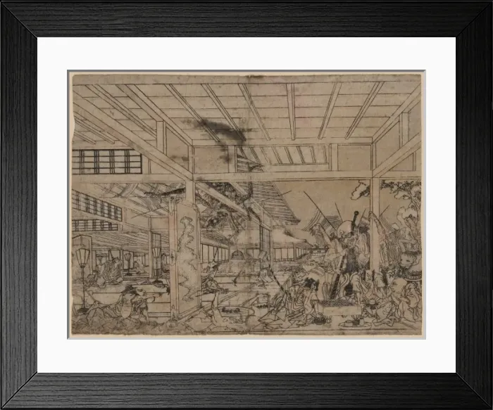 Framed Print : Perspective picture of Minamoto Raiko battling the giant spi Framed Print : Perspective picture of Minamoto Raiko battling the giant spi
