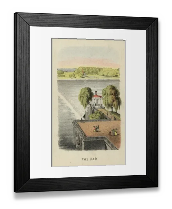 Framed Print : The dam. Print shows a view of the river, dam, Framed Print : The dam. Print shows a view of the river, dam,