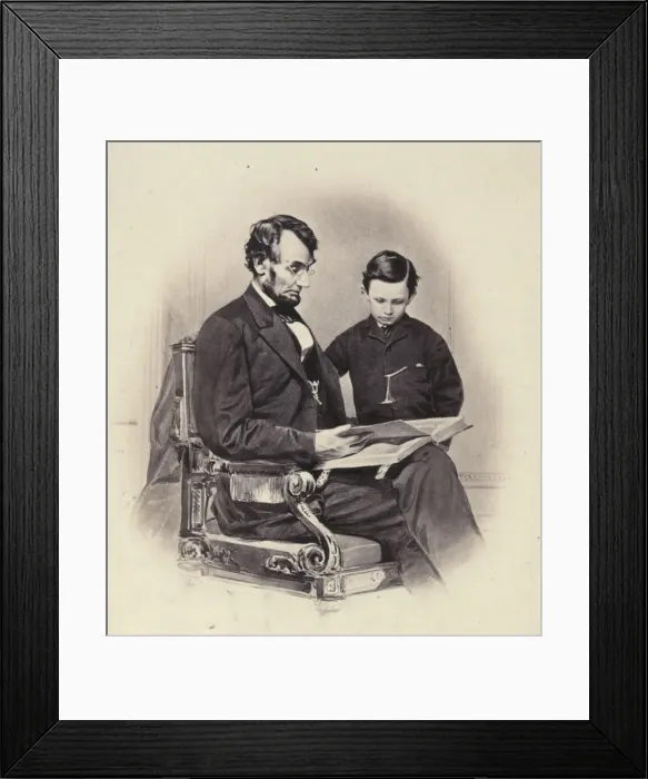 Framed Print : President A. Lincoln reading the Bible to his son Framed Print : President A. Lincoln reading the Bible to his son